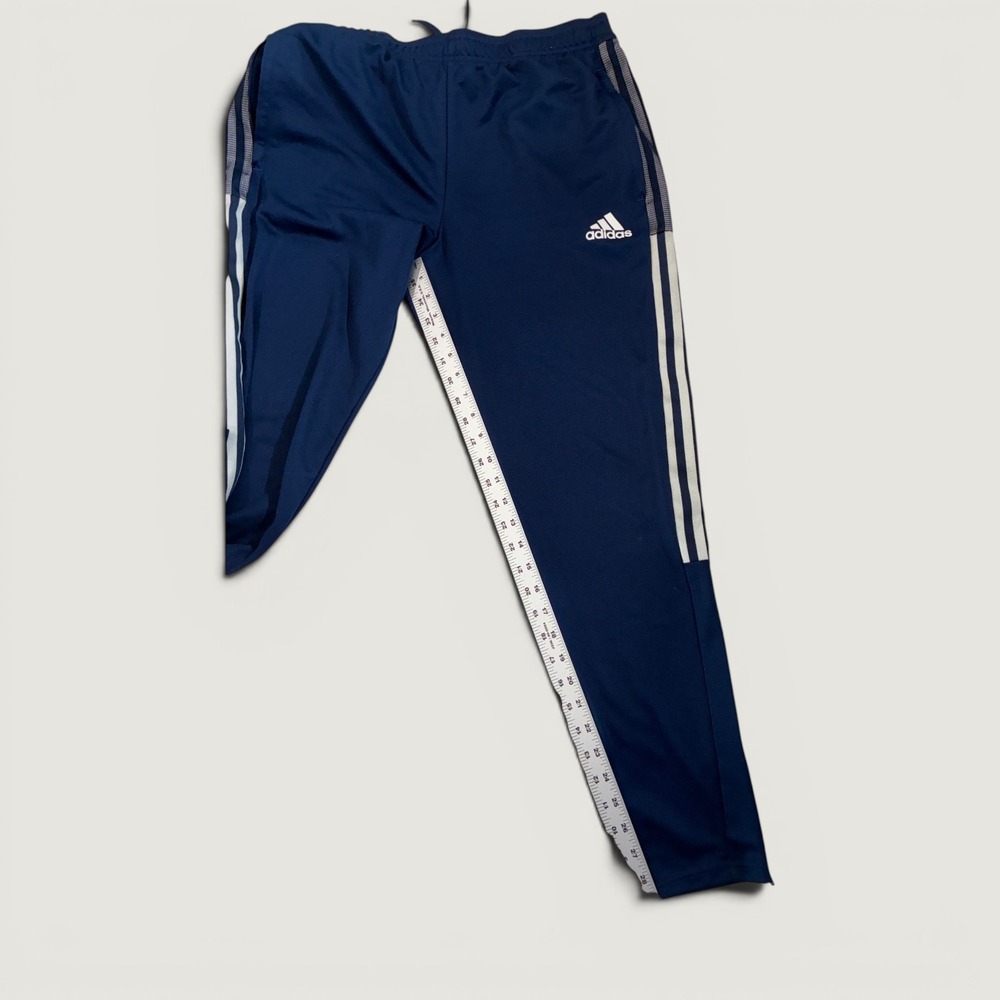 Adidas Tiro Track Pants Womens M Navy Blue Excellent AEROREADY Mesh Stripe Zip - Picture 8 of 10